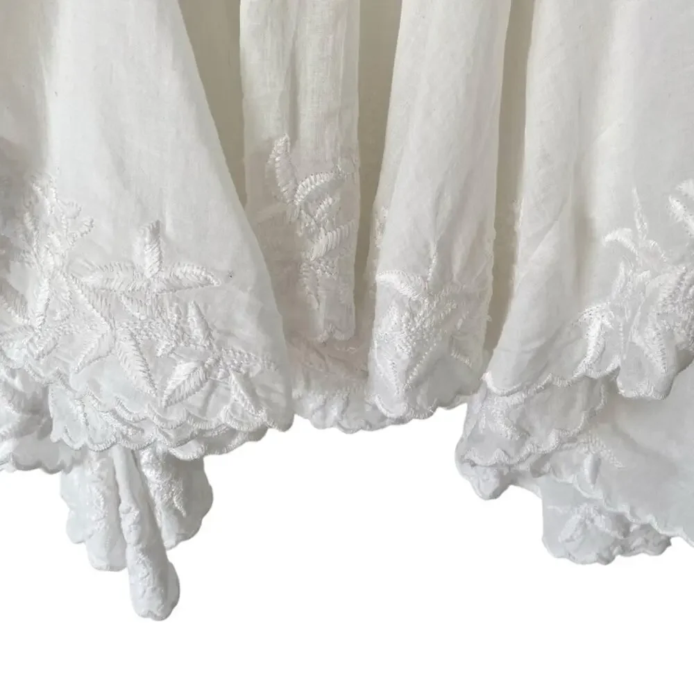 J. Crew White Embroidered Cotton Voile Tank Blouse Cami size medium